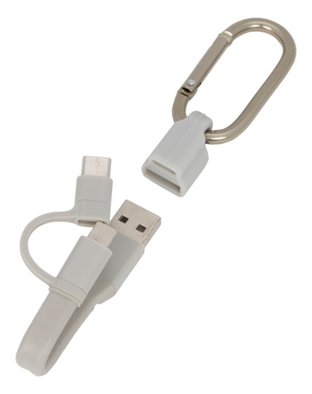 branded fold 3-in-1 charging cable with carabiner