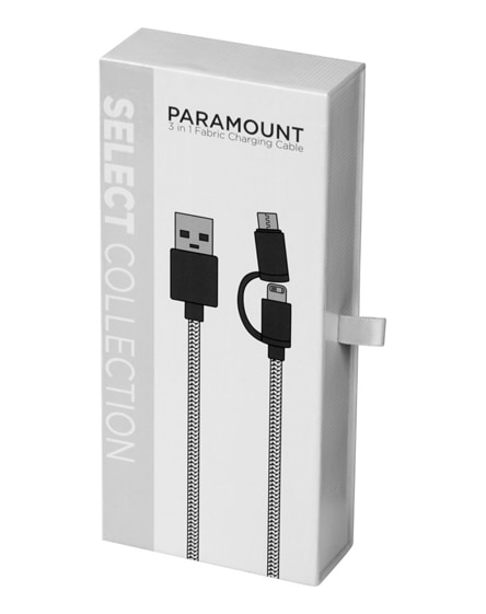 branded paramount 3-in-1 fabric charging cable