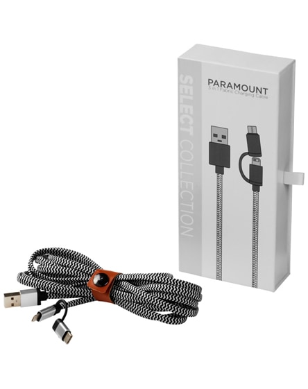branded paramount 3-in-1 fabric charging cable