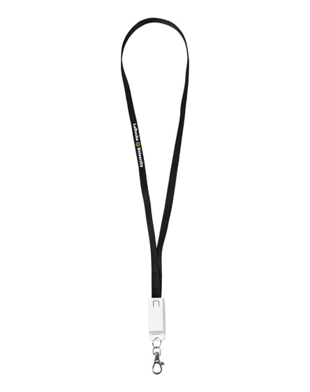 branded trace 3-in-1 charging cable with lanyard