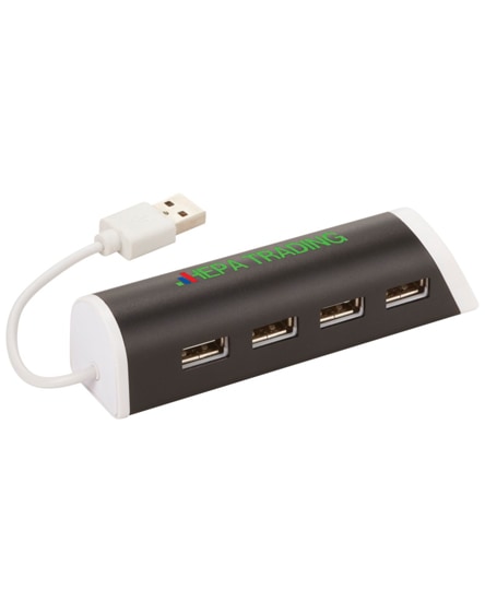 branded power 4-port usb hub and smartphone stand