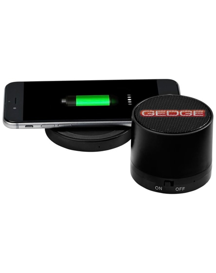 branded cosmic bluetooth speaker and wireless charging pad