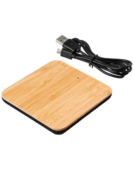 branded leaf bamboo and fabric wireless charging pad
