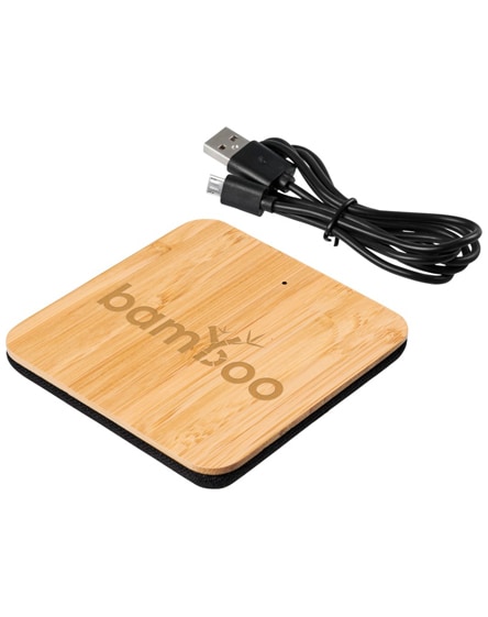 branded leaf bamboo and fabric wireless charging pad