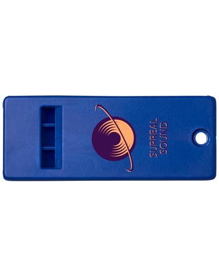 branded wanda flat whistle with large branding surface