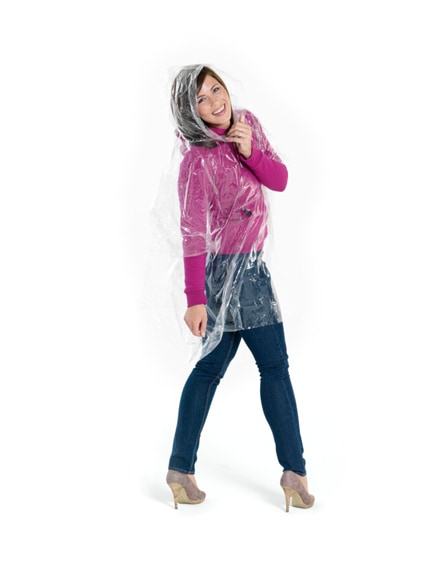branded huko disposable rain poncho with storage pouch