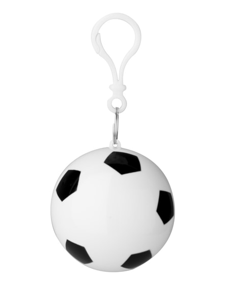 branded xina rain poncho in storage football with keychain