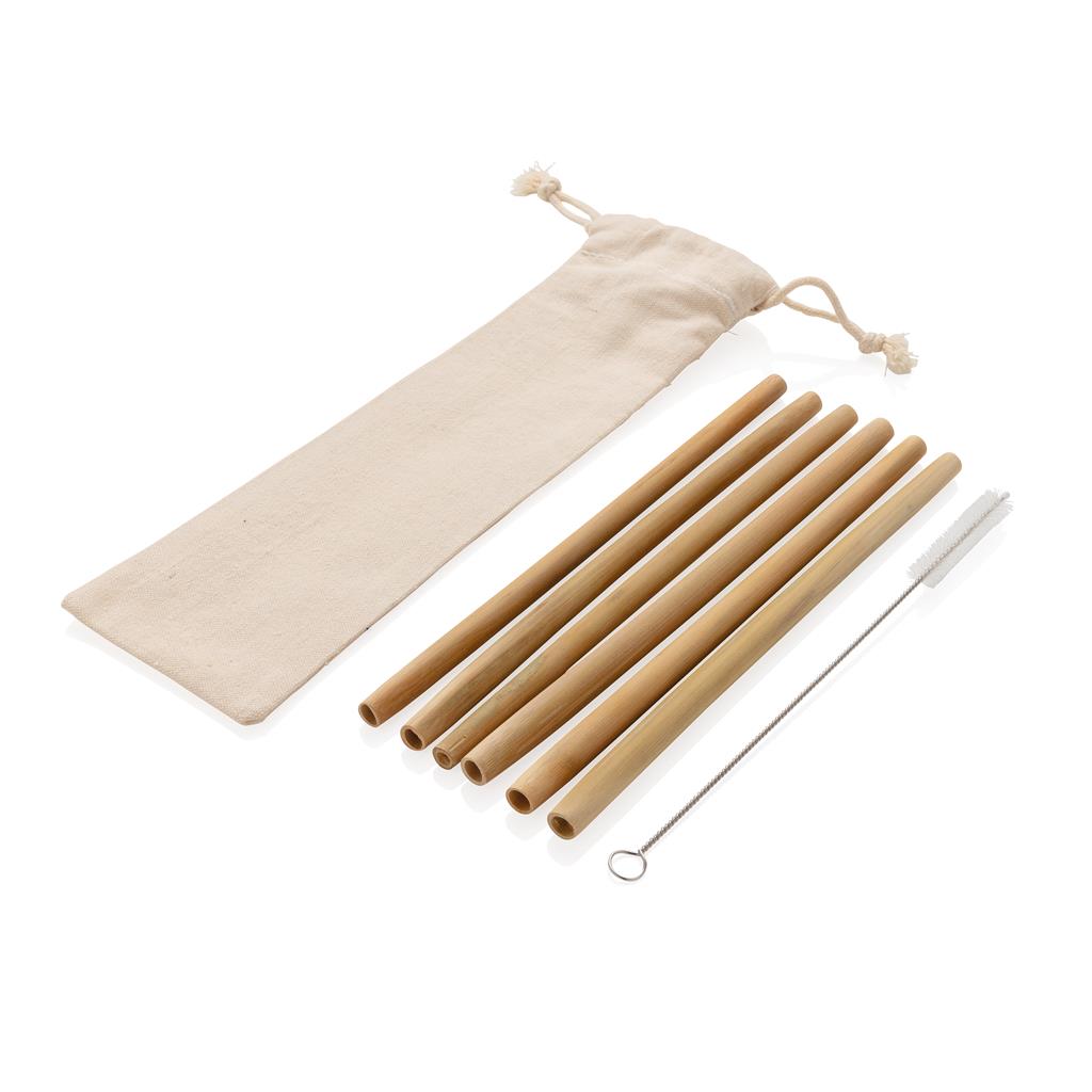 Reusable Bamboo Drinking Straw Set 6 Pcs