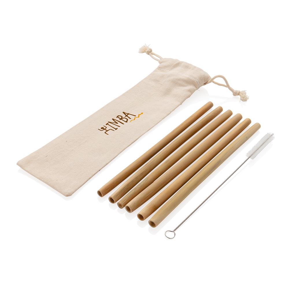Reusable Bamboo Drinking Straw Set 6 Pcs