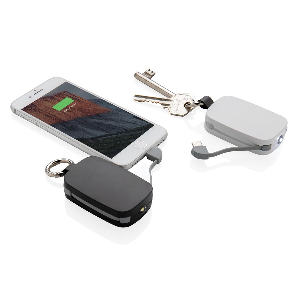 1200mah Keychain Powerbank With Integrated Cables