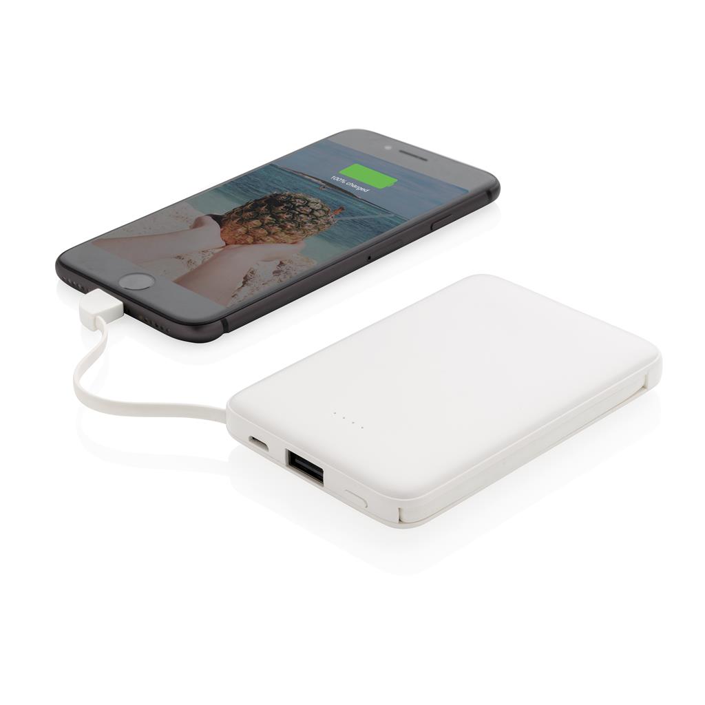 5000mah Pocket Powerbank With Integrated Cables
