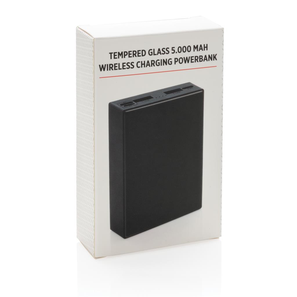 Printed Sample Tempered Glass 5000mah Wireless Powerbank
